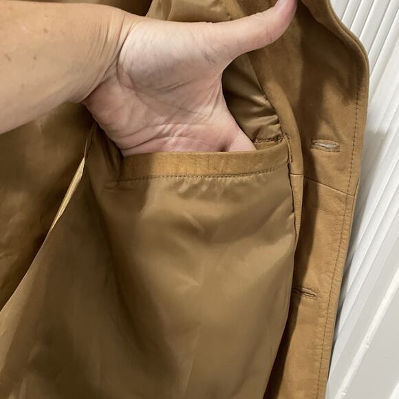 Tan Suede Leather Barn Coat Utility Jacket Mens XL Sport Chore Hunting - Picture 13 of 16